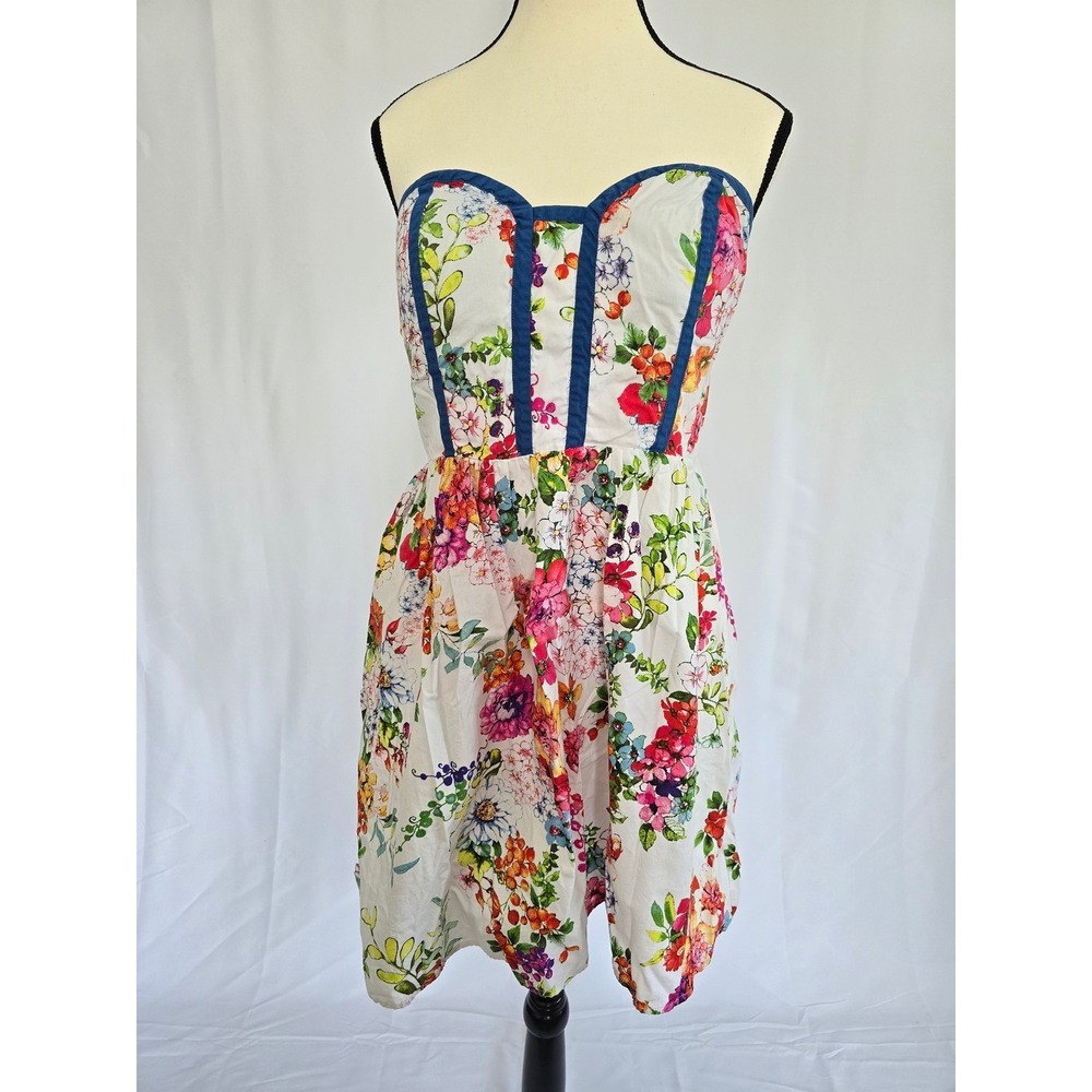 Kandy Kiss Floral Strapless Dress Summer Mini Dress‎ Size 11